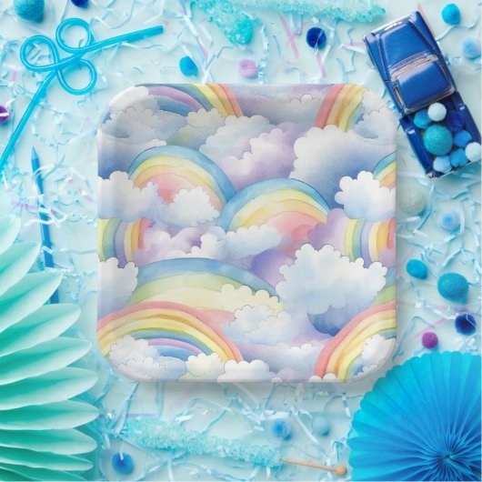 Rainbow  ペーパープレート (パーティー)