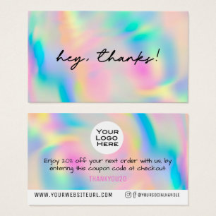 Rainbow 感謝してい Add Logo Discount Card Insert