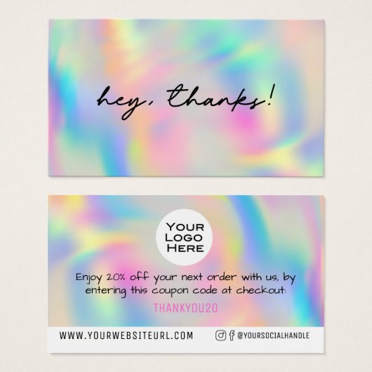 Rainbow 感謝してい Add Logo Discount Card Insert (正面&裏面)