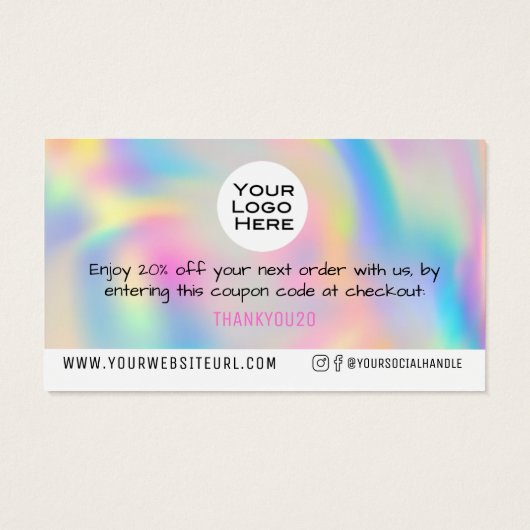Rainbow 感謝してい Add Logo Discount Card Insert (裏面)