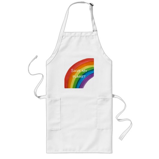 RAINBOW 私の星を救って (カスタマイズ可能) ロングエプロン (正面)