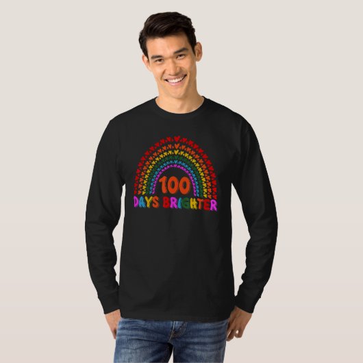 Rainbow 100 Days Brighter Teacher Student 100 Days Tシャツ (正面フル)