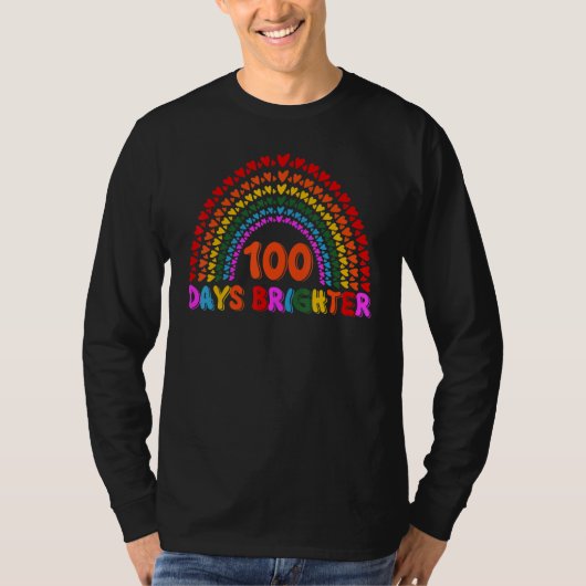 Rainbow 100 Days Brighter Teacher Student 100 Days Tシャツ (正面)