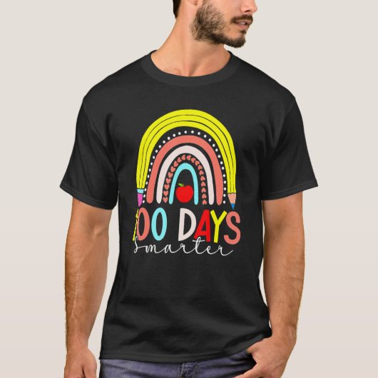 Rainbow 100 Days Smarter Happy 100 Days Of School  Tシャツ (正面)