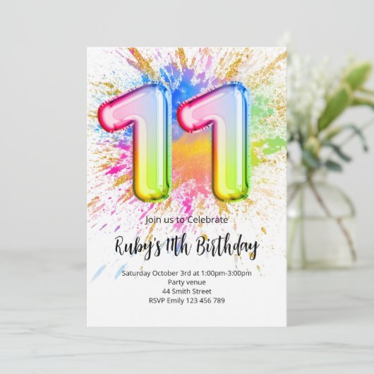 Rainbow 11th Birthday Invitation 招待状 (スタンド正面)