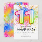 Rainbow 11th Birthday Invitation 招待状 (正面/裏面)