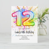 Rainbow 12th Birthday Invitation 招待状 (スタンド正面)