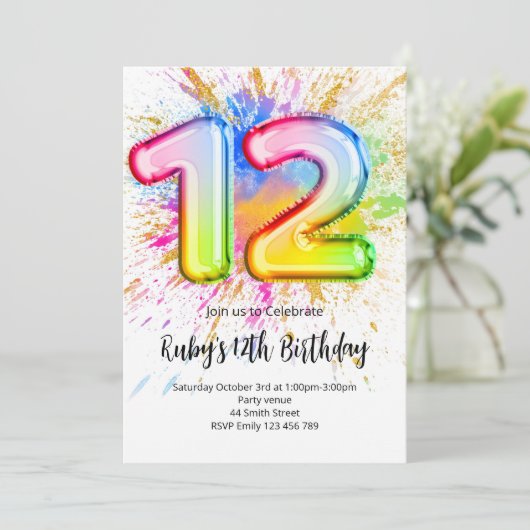 Rainbow 12th Birthday Invitation 招待状 (スタンド正面)