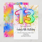 Rainbow 13th Birthday Invitation 招待状 (正面/裏面)