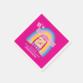 Rainbow 21st Birthday Hot Pink スタンダードカクテルナプキン (角)