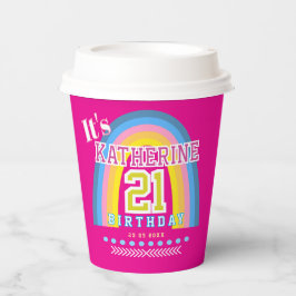 Rainbow 21st Birthday Hot Pink 紙コップ