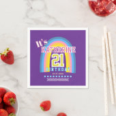 Rainbow 21st Birthday Purple スタンダードカクテルナプキン (インサイチュ)