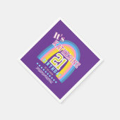 Rainbow 21st Birthday Purple スタンダードカクテルナプキン (角)