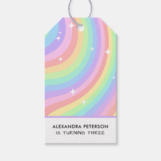 Rainbow 3rd Birthday Colorful Third ギフトタグ (正面)