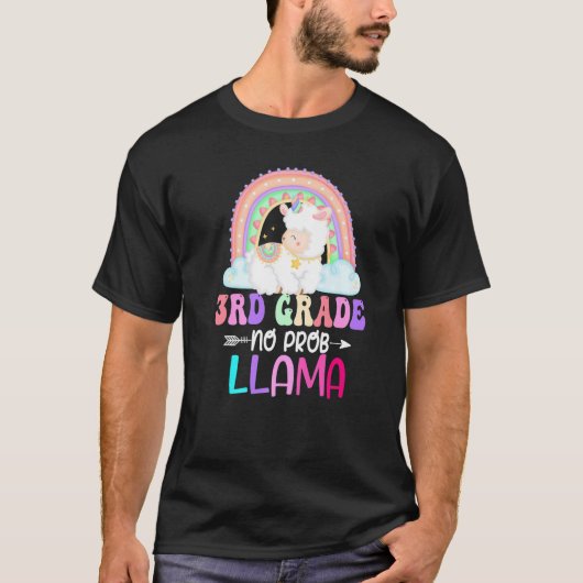 Rainbow 3rd Grade No Prob Llama 100th Day of Schoo Tシャツ (正面)