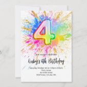 Rainbow 4th Birthday Invitation 招待状 (正面)