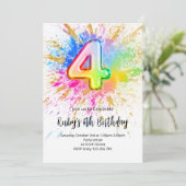 Rainbow 4th Birthday Invitation 招待状 (スタンド正面)