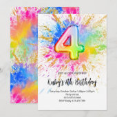 Rainbow 4th Birthday Invitation 招待状 (正面/裏面)