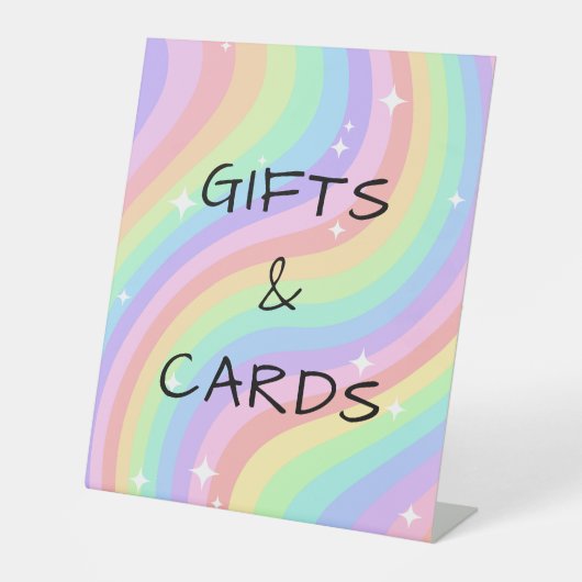 Rainbow 5th Birthday Decor Gifts Cards 台座サイン (正面)