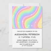 Rainbow 5th Birthday Modern Girl 招待状 (正面)