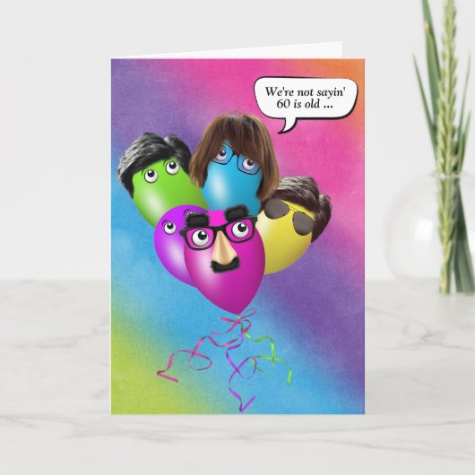 Rainbow 60th誕生日バルーン – グループカードから カード (正面)