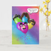 Rainbow 70th誕生日バルーン – グループカード カード (黄色い花)