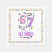 Rainbow 7th Birthday | I Was 6, Now 7 | Kids スタンダードカクテルナプキン (正面)