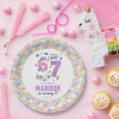 Rainbow 7th Birthday | I Was 6, Now 7 | Kids ペーパープレート (パーティー)