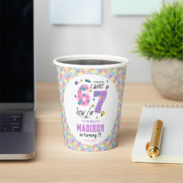 Rainbow 7th Birthday | I Was 6, Now 7 | Kids 紙コップ