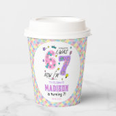 Rainbow 7th Birthday | I Was 6, Now 7 | Kids 紙コップ (正面)