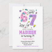 rainbow 7th Birthday | “I Was 6, Now 7” Party 招待状 (正面)