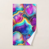 Rainbow Agate Colorful Abstract Geode Design バスタオルセット (ハンドタオル)