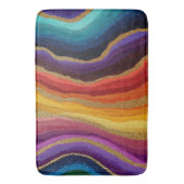 Rainbow Agate Geode Colorful Gold Banded Abstract バスマット (正面縦)