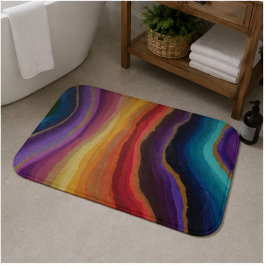 Rainbow Agate Geode Colorful Gold Banded Abstract バスマット