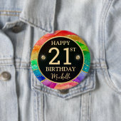 Rainbow Agate Gold Glitter Birthday Badge 缶バッジ (インサイチュ)