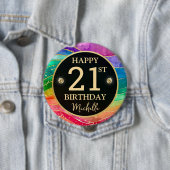 Rainbow Agate Gold Glitter Birthday Badge 缶バッジ (インサイチュ)
