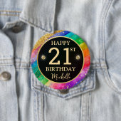 Rainbow Agate Gold Glitter Birthday Badge 缶バッジ (インサイチュ)
