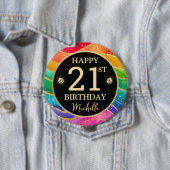 Rainbow Agate Gold Glitter Birthday Badge 缶バッジ (インサイチュ)