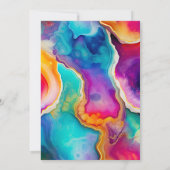 Rainbow Agate Swirl Elegant Black Sweet 16 招待状 (裏面)