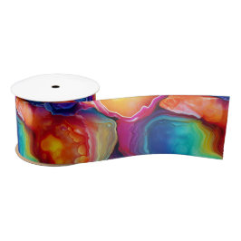 Rainbow Agate | Vibrant Abstract Stone Pattern サテンリボン