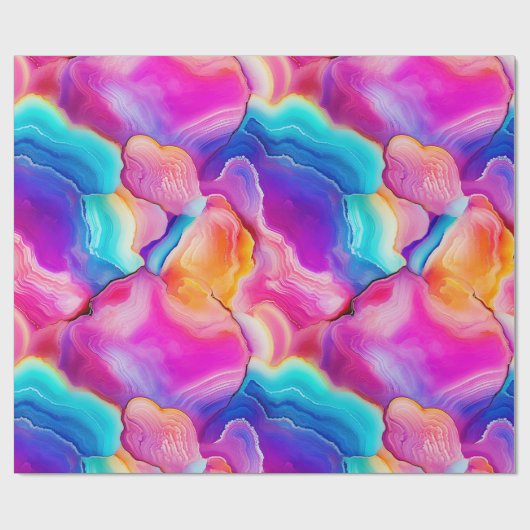 Rainbow Agate | Vibrant Abstract Stone Pattern ラッピングペーパー (フラット)