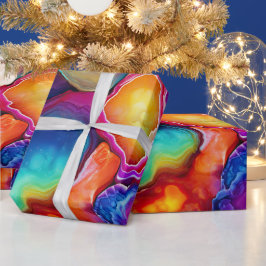 Rainbow Agate | Vibrant Abstract Stone Pattern ラッピングペーパー