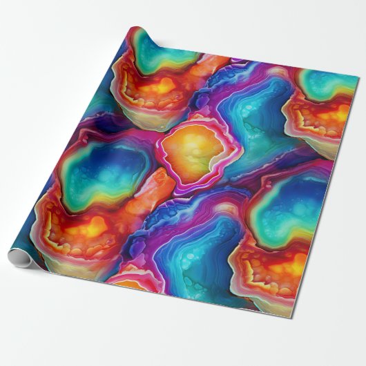 Rainbow Agate | Vibrant Abstract Stone Pattern ラッピングペーパー (アンロールド)