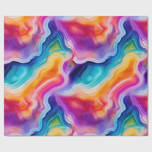 Rainbow Agate | Vibrant Abstract Stone Pattern ラッピングペーパー (フラット)