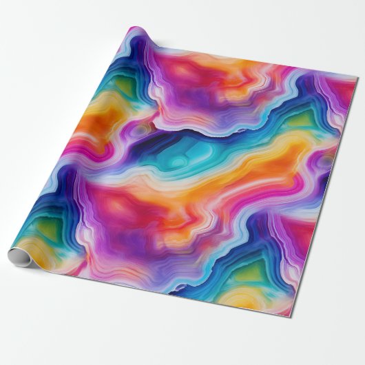 Rainbow Agate | Vibrant Abstract Stone Pattern ラッピングペーパー (アンロールド)
