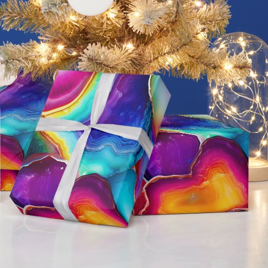 Rainbow Agate | Vibrant Abstract Stone Pattern ラッピングペーパー (クリスマス)