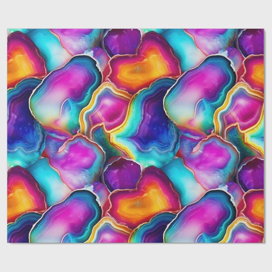 Rainbow Agate | Vibrant Abstract Stone Pattern ラッピングペーパー (フラット)