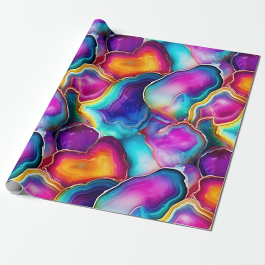 Rainbow Agate | Vibrant Abstract Stone Pattern ラッピングペーパー (アンロールド)