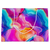 Rainbow Agate | Vibrant Abstract Stone Pattern ラージペーパーバッグ (正面)