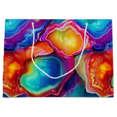 Rainbow Agate | Vibrant Abstract Stone Pattern ラージペーパーバッグ (正面)